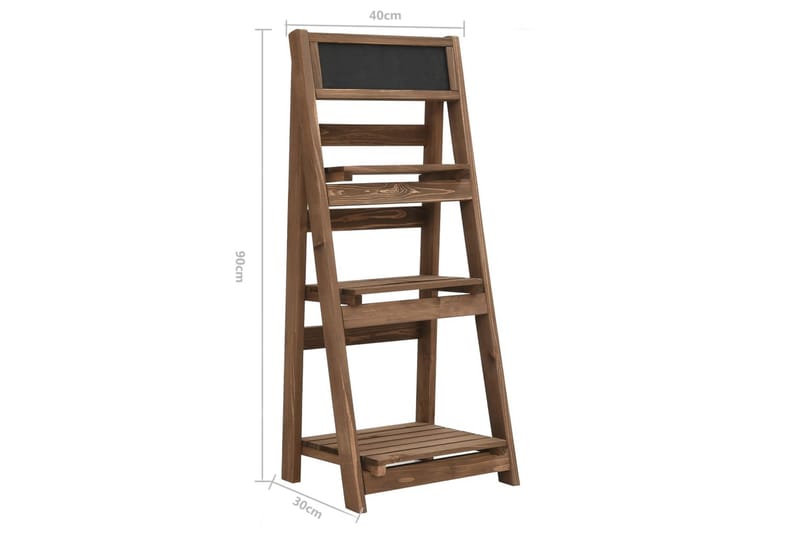 Plantestativ I 3 Niveauer med Tavle 40x30x90 cm Fyrretræ - Brun - Have - Havearbejde & dyrkning - Dyrkning - Urtepotteskjulere & blomsterkrukker - Blomsterreol & blomsterstativ