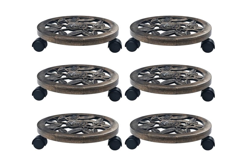 Plantevogne 6 stk. 30 cm Plastik Bronzefarvet - Brun - Have - Havearbejde & dyrkning - Dyrkning - Urtepotteskjulere & blomsterkrukker - Blomsterreol & blomsterstativ