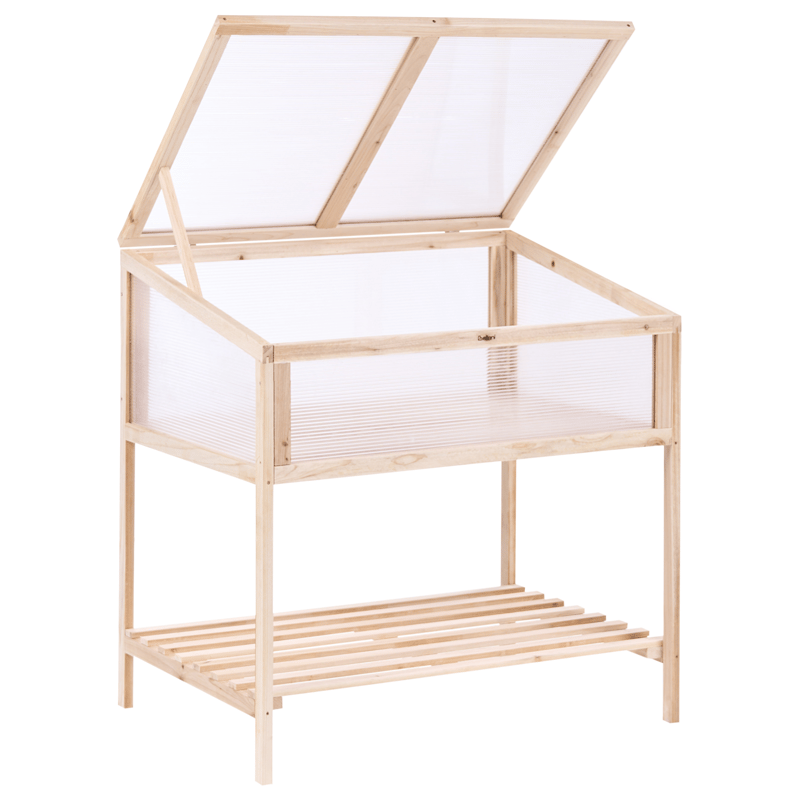 Drivhus til altan Aranova grantræ 58 cm - Brun/Transparent - Have - Havearbejde & dyrkning - Dyrkning - Urtepotteskjulere & blomsterkrukker - Minidrivhus bord
