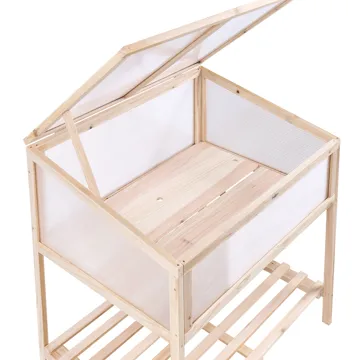 Drivhus til altan Aranova grantræ 58 cm - Brun/Transparent - Have - Havearbejde & dyrkning - Dyrkning - Urtepotteskjulere & blomsterkrukker - Minidrivhus bord