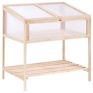Drivhus til altan Aranova grantræ 58 cm - Brun/Transparent - Have - Havearbejde & dyrkning - Dyrkning - Urtepotteskjulere & blomsterkrukker - Minidrivhus bord