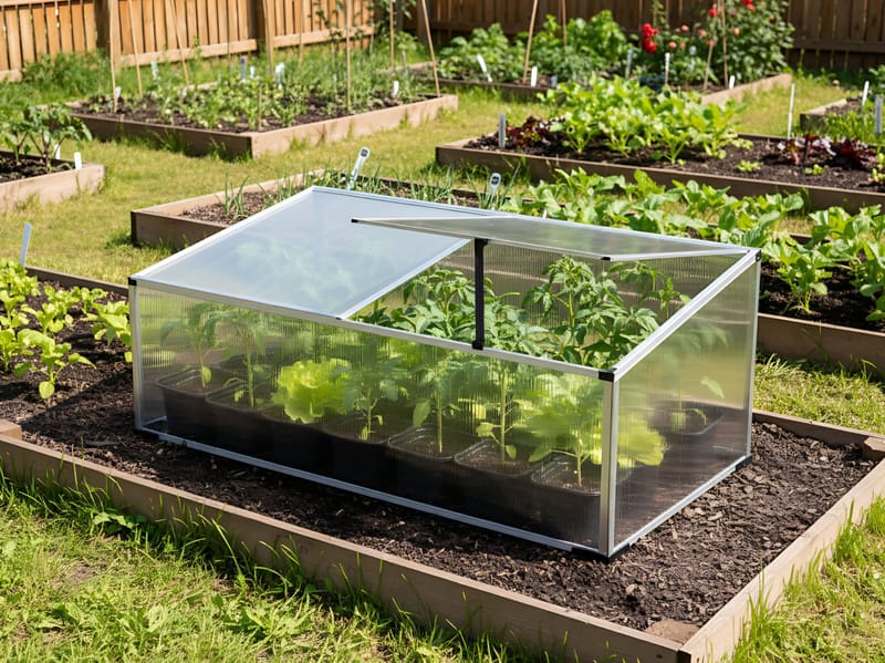 Drivhus til have Serifos 60 cm - Sølv/Transparent - Have - Havearbejde & dyrkning - Dyrkning - Urtepotteskjulere & blomsterkrukker - Minidrivhus bord