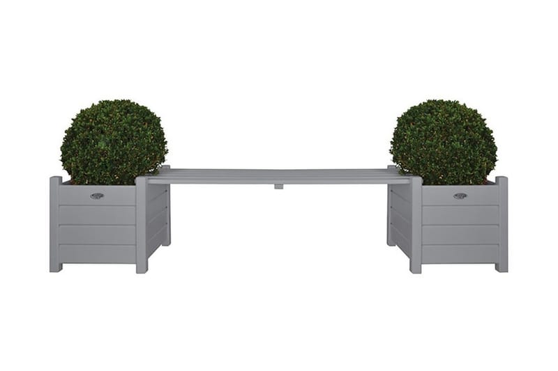 Esschert Design plantekasser CF33G med bænk imellem, grå - Grå - Blomsterkasser - Havekrukker