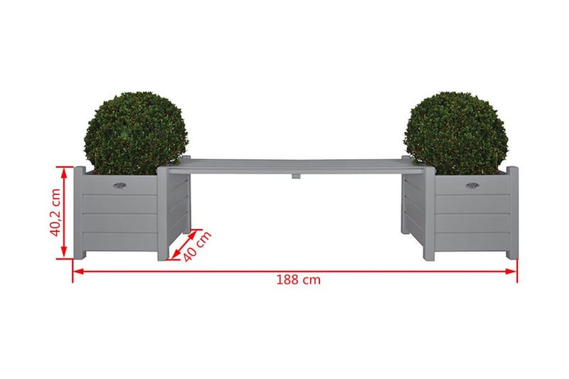 Esschert Design plantekasser CF33G med bænk imellem, grå - Grå - Blomsterkasser - Havekrukker