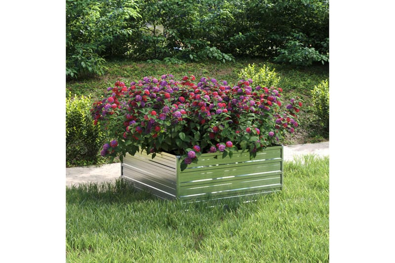 højbed 100x100x45 cm galvaniseret stål sølvfarvet - Sølv - Have - Havearbejde & dyrkning - Dyrkning - Urtepotteskjulere & blomsterkrukker - Blomsterkasser