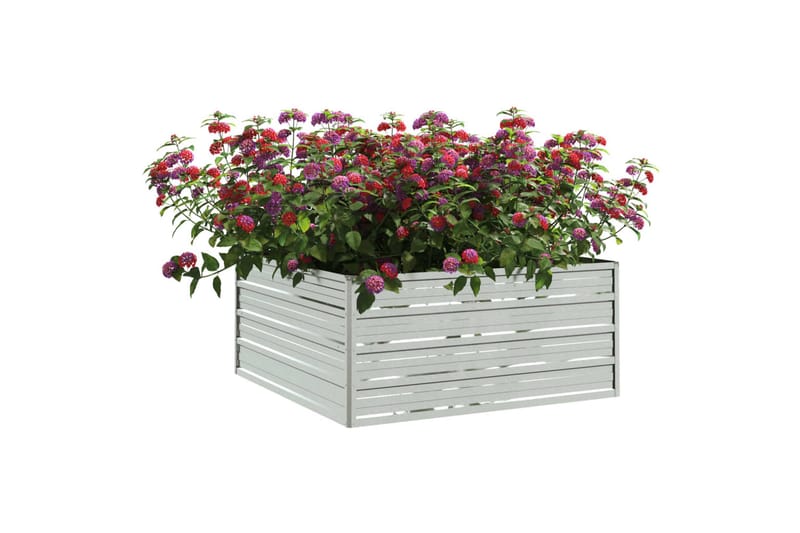 højbed 100x100x45 cm galvaniseret stål sølvfarvet - Sølv - Have - Havearbejde & dyrkning - Dyrkning - Urtepotteskjulere & blomsterkrukker - Blomsterkasser