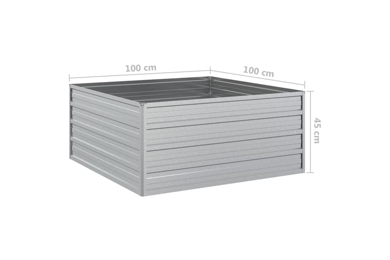 højbed 100x100x45 cm galvaniseret stål sølvfarvet - Sølv - Have - Havearbejde & dyrkning - Dyrkning - Urtepotteskjulere & blomsterkrukker - Blomsterkasser
