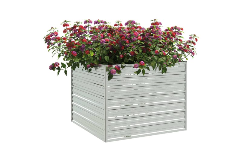 højbed 100x100x77 cm galvaniseret stål sølvfarvet - Sølv - Have - Havearbejde & dyrkning - Dyrkning - Urtepotteskjulere & blomsterkrukker - Blomsterkasser