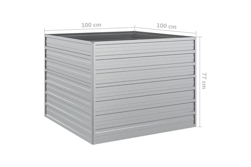 højbed 100x100x77 cm galvaniseret stål sølvfarvet - Sølv - Have - Havearbejde & dyrkning - Dyrkning - Urtepotteskjulere & blomsterkrukker - Blomsterkasser