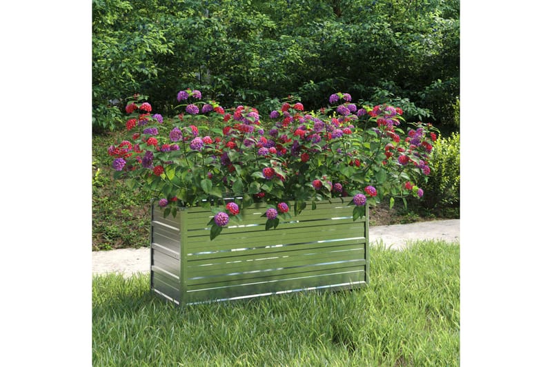 højbed 100x40x45 cm galvaniseret stål sølvfarvet - Sølv - Have - Havearbejde & dyrkning - Dyrkning - Urtepotteskjulere & blomsterkrukker - Blomsterkasser