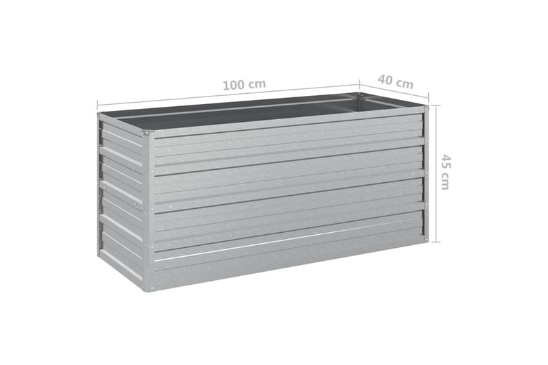 højbed 100x40x45 cm galvaniseret stål sølvfarvet - Sølv - Have - Havearbejde & dyrkning - Dyrkning - Urtepotteskjulere & blomsterkrukker - Blomsterkasser