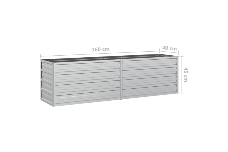 højbed 160x40x45 cm galvaniseret stål sølvfarvet - Sølv - Have - Havearbejde & dyrkning - Dyrkning - Urtepotteskjulere & blomsterkrukker - Blomsterkasser
