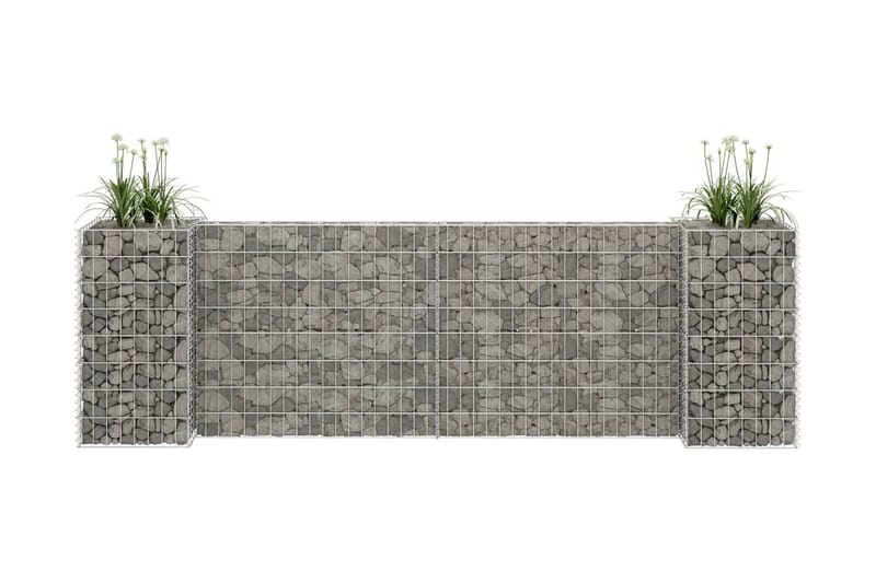 H-formet gabion-plantekasse 260x40x80 cm stål - Sølv - Blomsterreol & blomsterstativ