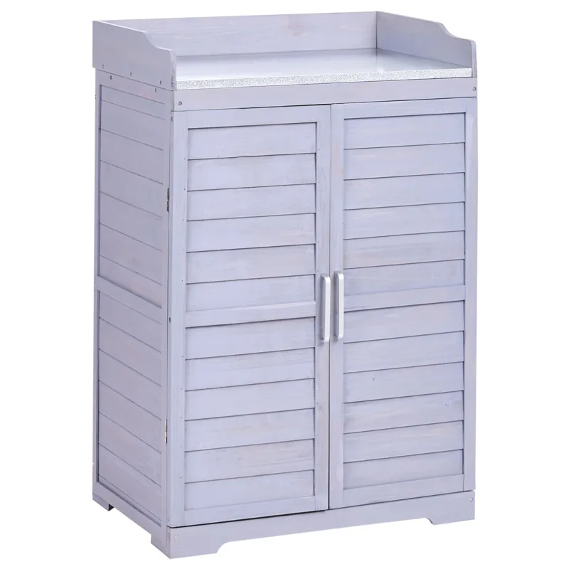 Plantebænk Tereville grantræ 45x67 cm, Grå/Hvid