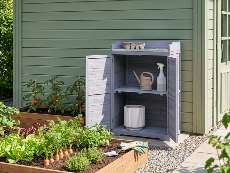 Plantebænk Tereville grantræ 45x67 cm - Grå/Hvid - Have - Havearbejde & dyrkning - Dyrkning - Urtepotteskjulere & blomsterkrukker - Pottebænk