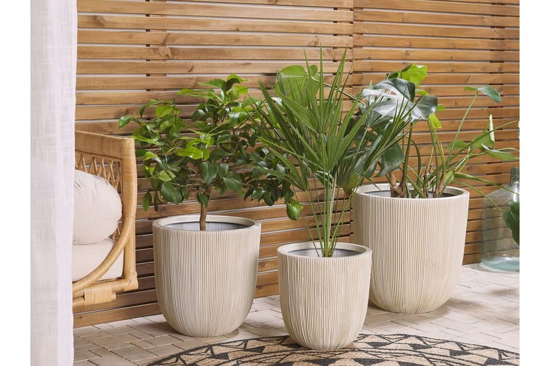 Krukke 44 x 44 x 48 cm beige CHIOS - Beige - Have - Havearbejde & dyrkning - Dyrkning - Urtepotteskjulere & blomsterkrukker - Store blomsterkrukker