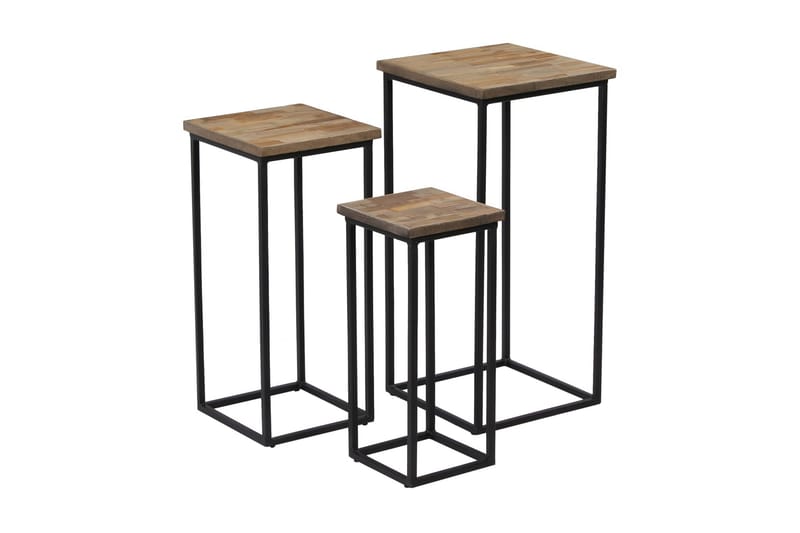 Plantebordssæt 3 Dele Genanvendt Teak - Brun - Have - Havearbejde & dyrkning - Dyrkning - Urtepotteskjulere & blomsterkrukker - Store blomsterkrukker
