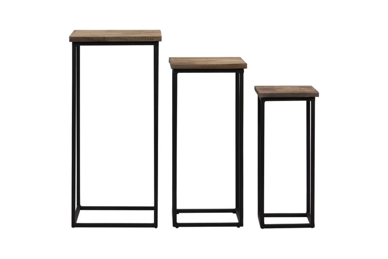 Plantebordssæt 3 Dele Genanvendt Teak - Brun - Have - Havearbejde & dyrkning - Dyrkning - Urtepotteskjulere & blomsterkrukker - Store blomsterkrukker