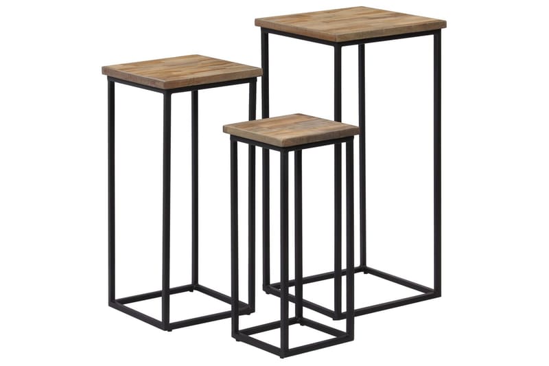 Plantebordssæt 3 Dele Genanvendt Teak - Brun - Have - Havearbejde & dyrkning - Dyrkning - Urtepotteskjulere & blomsterkrukker - Store blomsterkrukker