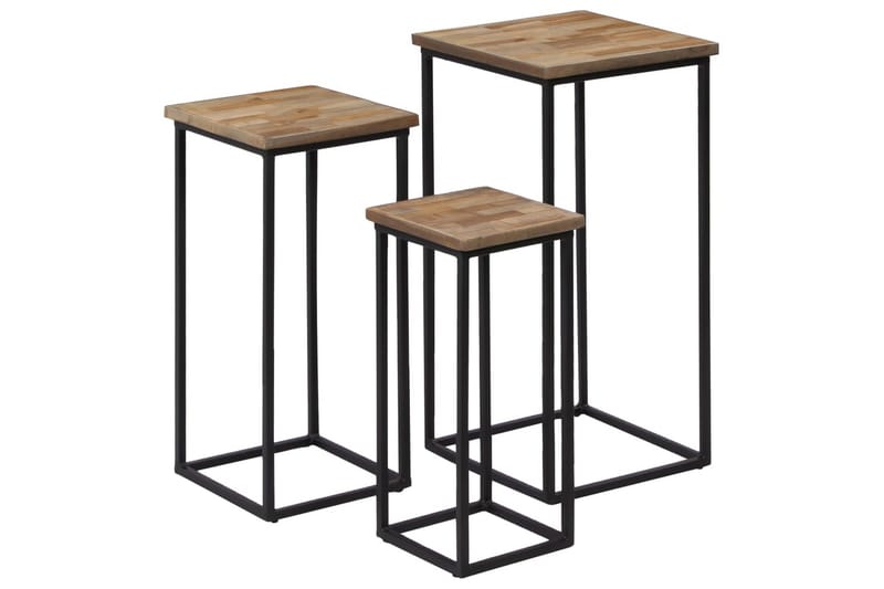 Plantebordssæt 3 Dele Genanvendt Teak - Brun - Have - Havearbejde & dyrkning - Dyrkning - Urtepotteskjulere & blomsterkrukker - Store blomsterkrukker