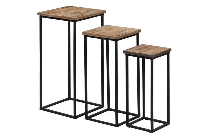 Plantebordssæt 3 Dele Genanvendt Teak - Brun - Have - Havearbejde & dyrkning - Dyrkning - Urtepotteskjulere & blomsterkrukker - Store blomsterkrukker