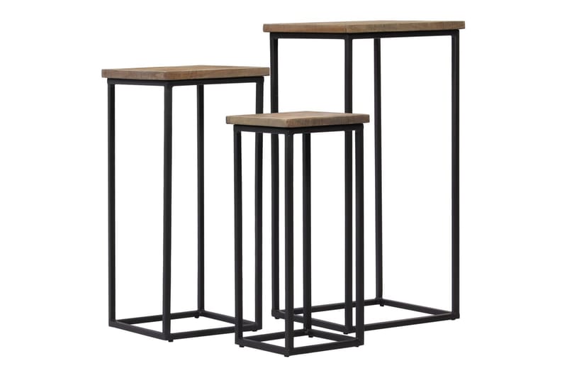 Plantebordssæt 3 Dele Genanvendt Teak - Brun - Have - Havearbejde & dyrkning - Dyrkning - Urtepotteskjulere & blomsterkrukker - Store blomsterkrukker