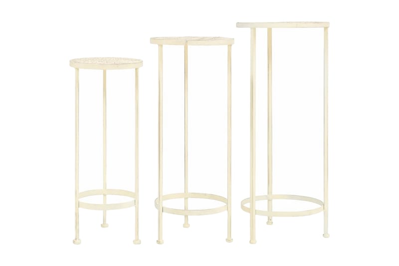 Plantestativssæt I 3 Dele Vintagestil Metal Antik Hvid - Hvid - Have - Havearbejde & dyrkning - Dyrkning - Urtepotteskjulere & blomsterkrukker - Store blomsterkrukker