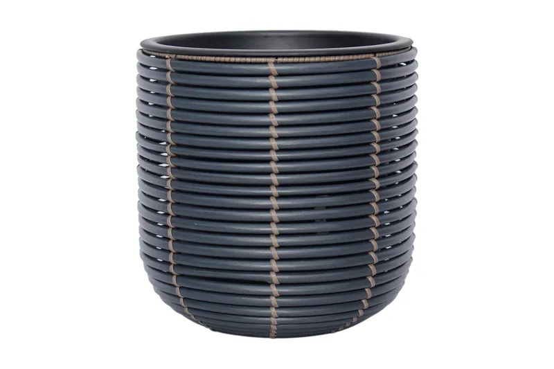 Wicker Blomsterkrukke D27xH28 cm Sort - Have - Havearbejde & dyrkning - Dyrkning - Urtepotteskjulere & blomsterkrukker - Store blomsterkrukker