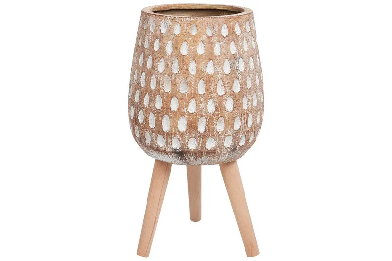 Trädgårdskruka Asclepias Brown||Light colored wood||White