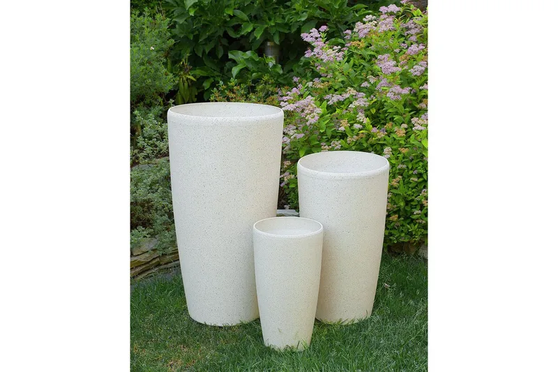 Trädgårdskruka Beliani Abdera set om 2 Beige, 23x23x42 cm Beige - Have - Havearbejde & dyrkning - Dyrkning - Urtepotteskjulere & blomsterkrukker - Store blomsterkrukker