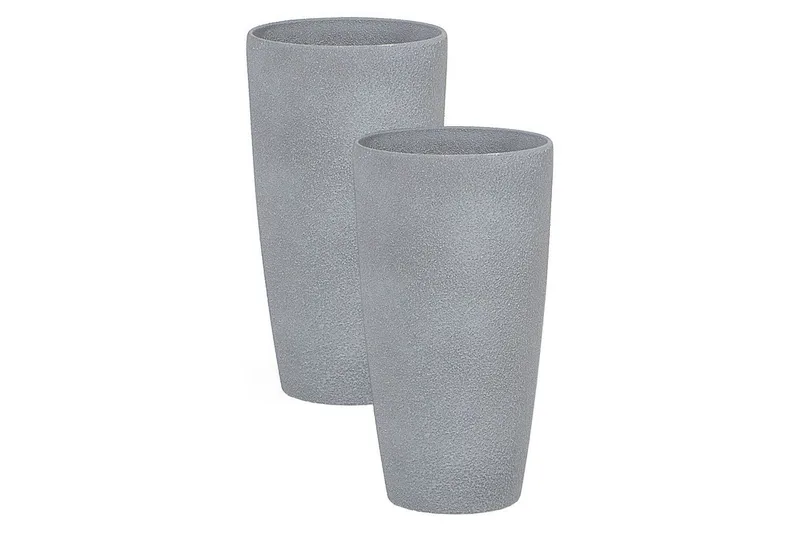 Trädgårdskruka Beliani Abdera set om 2 Grå, 23x23x42 cm Grey