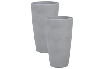 Trädgårdskruka Beliani Abdera set om 2 Grå, 31x31x58 cm Grey - Have - Havearbejde & dyrkning - Dyrkning - Urtepotteskjulere & blomsterkrukker - Store blomsterkrukker