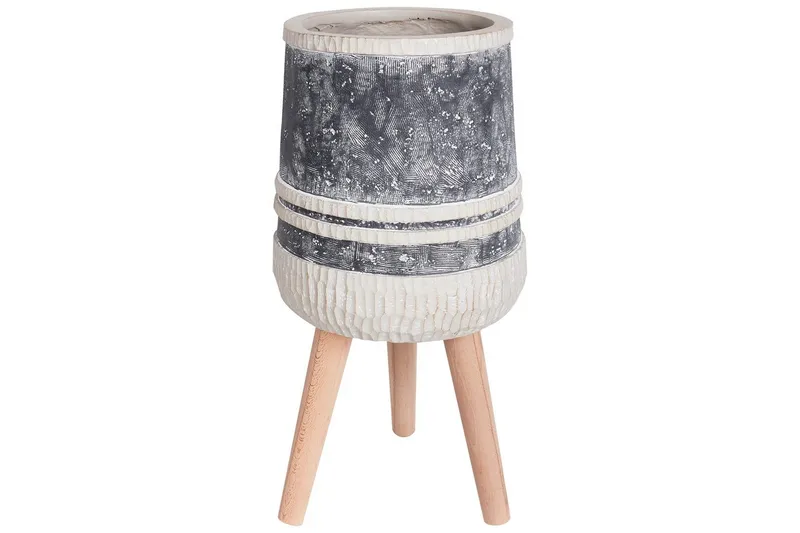 Trädgårdskruka Beliani Arisaema Light grey||Beige||Light colored wood