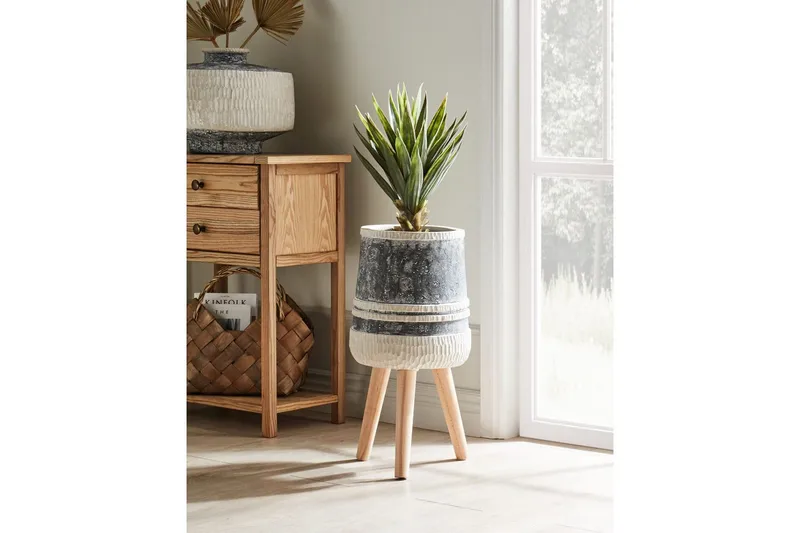 Trädgårdskruka Beliani Arisaema Light grey||Beige||Light colored wood - Have - Havearbejde & dyrkning - Dyrkning - Urtepotteskjulere & blomsterkrukker - Store blomsterkrukker