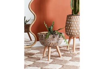 Trädgårdskruka Beliani Asplenium Brown||Light colored wood||White - Have - Havearbejde & dyrkning - Dyrkning - Urtepotteskjulere & blomsterkrukker - Store blomsterkrukker