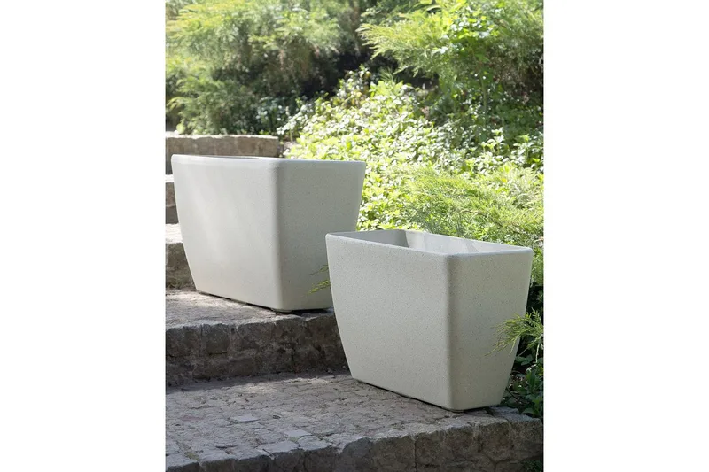 Trädgårdskruka Beliani Baris set om 2 Beige, 74x32x45 cm Beige - Have - Havearbejde & dyrkning - Dyrkning - Urtepotteskjulere & blomsterkrukker - Store blomsterkrukker