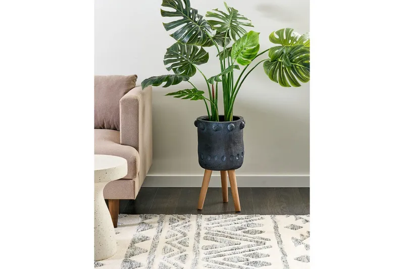 Trädgårdskruka Beliani Brunnera Light grey||blue||Light colored wood - Have - Havearbejde & dyrkning - Dyrkning - Urtepotteskjulere & blomsterkrukker - Store blomsterkrukker