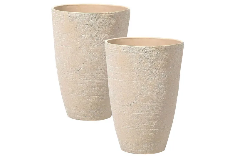 Trädgårdskruka Beliani Camia set om 2 Beige, 43x43x60 cm Beige