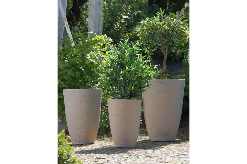 Trädgårdskruka Beliani Camia set om 2 Beige, 43x43x60 cm Beige - Have - Havearbejde & dyrkning - Dyrkning - Urtepotteskjulere & blomsterkrukker - Store blomsterkrukker