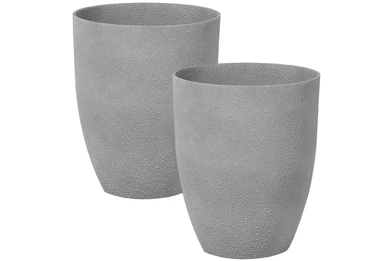 Trädgårdskruka Beliani Croton set om 2 Grå, 35x35x42 cm Grey