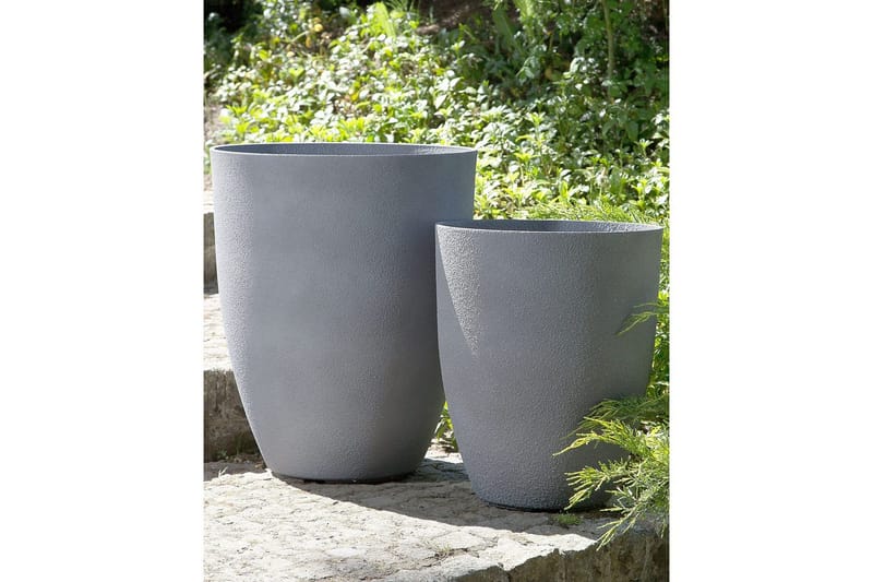 Trädgårdskruka Beliani Croton set om 2 Grå, 35x35x42 cm Grey - Have - Havearbejde & dyrkning - Dyrkning - Urtepotteskjulere & blomsterkrukker - Store blomsterkrukker