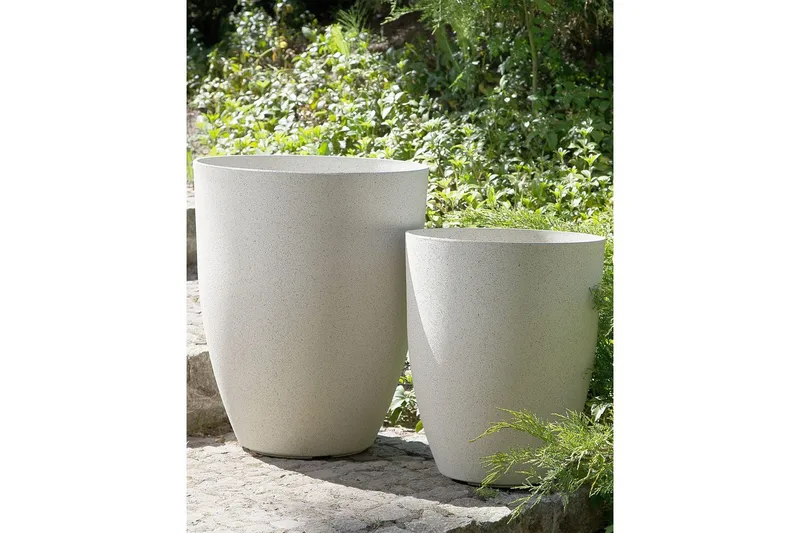 Trädgårdskruka Beliani Croton set om 2 Grå, 35x35x42 cm White - Have - Havearbejde & dyrkning - Dyrkning - Urtepotteskjulere & blomsterkrukker - Store blomsterkrukker