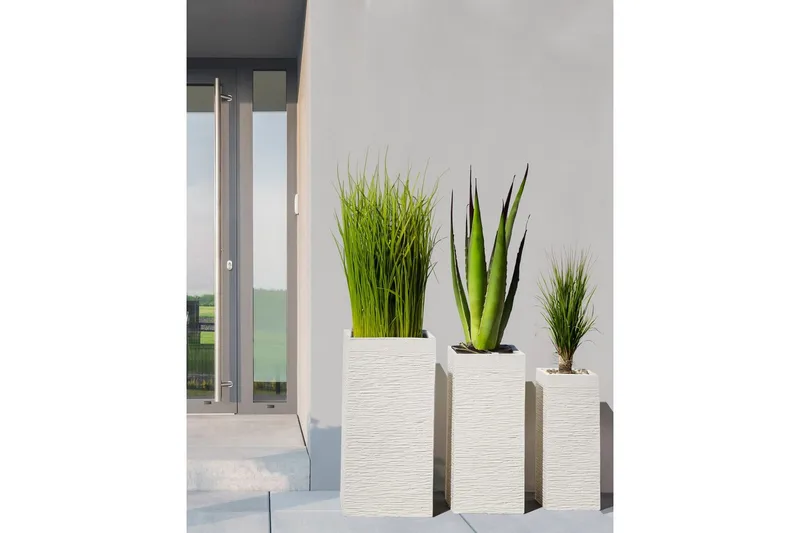 Trädgårdskruka Beliani Dion Beige, 33x33x70 cm Beige - Have - Havearbejde & dyrkning - Dyrkning - Urtepotteskjulere & blomsterkrukker - Store blomsterkrukker