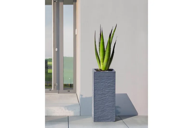 Trädgårdskruka Beliani Dion Grå, 26x26x61 cm Grey - Have - Havearbejde & dyrkning - Dyrkning - Urtepotteskjulere & blomsterkrukker - Store blomsterkrukker