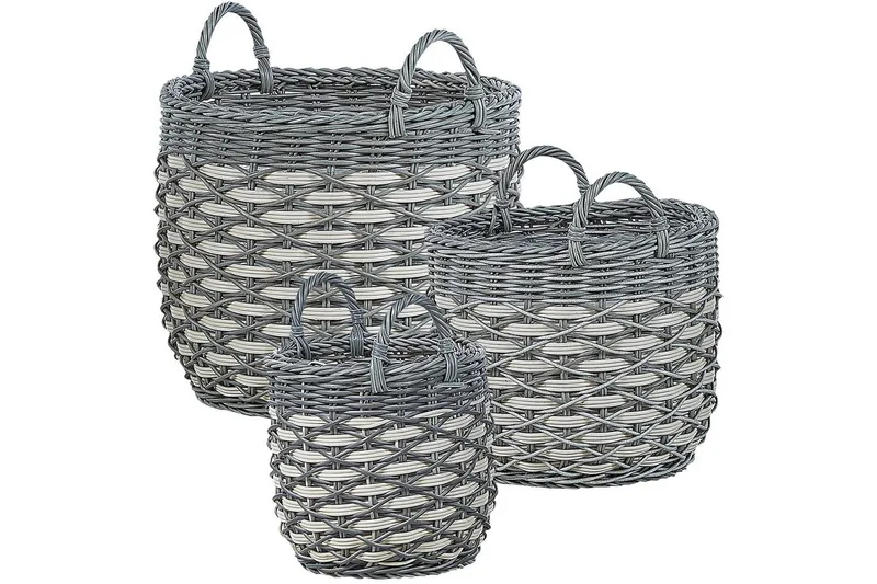 Trädgårdskruka Beliani Gefira set om 3 Grey||White, undefined