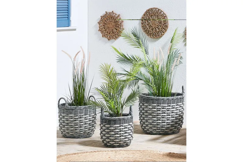 Trädgårdskruka Beliani Gefira set om 3 Grey||White - Have - Havearbejde & dyrkning - Dyrkning - Urtepotteskjulere & blomsterkrukker - Store blomsterkrukker