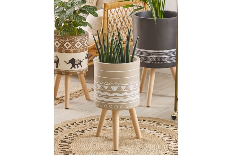 Trädgårdskruka Beliani Milina Beige||White||Light colored wood - Have - Havearbejde & dyrkning - Dyrkning - Urtepotteskjulere & blomsterkrukker - Store blomsterkrukker