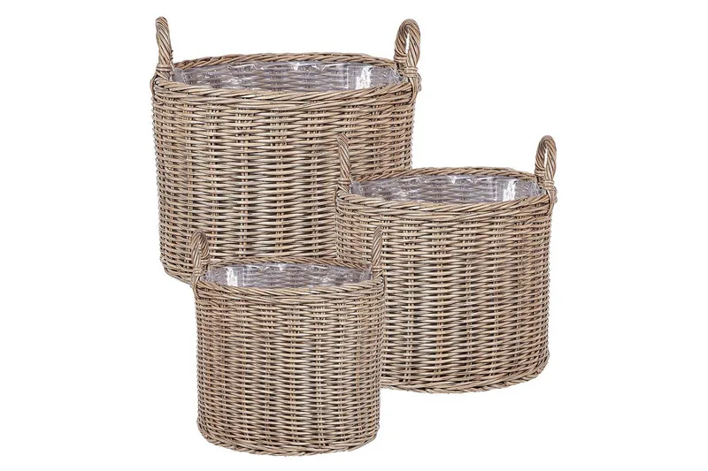 Trädgårdskruka Beliani Pendula set om 3 Brun Brown, undefined