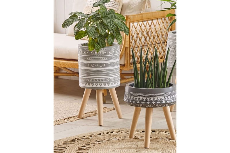 Trädgårdskruka Nausa Grey||White||Light colored wood - Have - Havearbejde & dyrkning - Dyrkning - Urtepotteskjulere & blomsterkrukker - Store blomsterkrukker