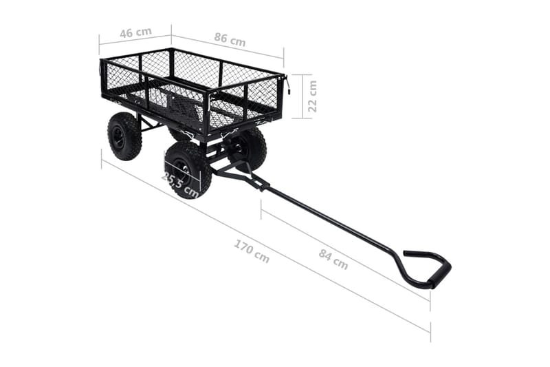 havevogn 250 kg sort - Have - Havearbejde & dyrkning - Haveredskab & haveværktøj - Vogne & trailere - Transportvogn & havevogn